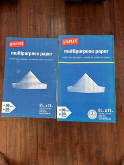 Two Box’s of Staples Multipurpose Paper in standard 8.5" x 11" letter size