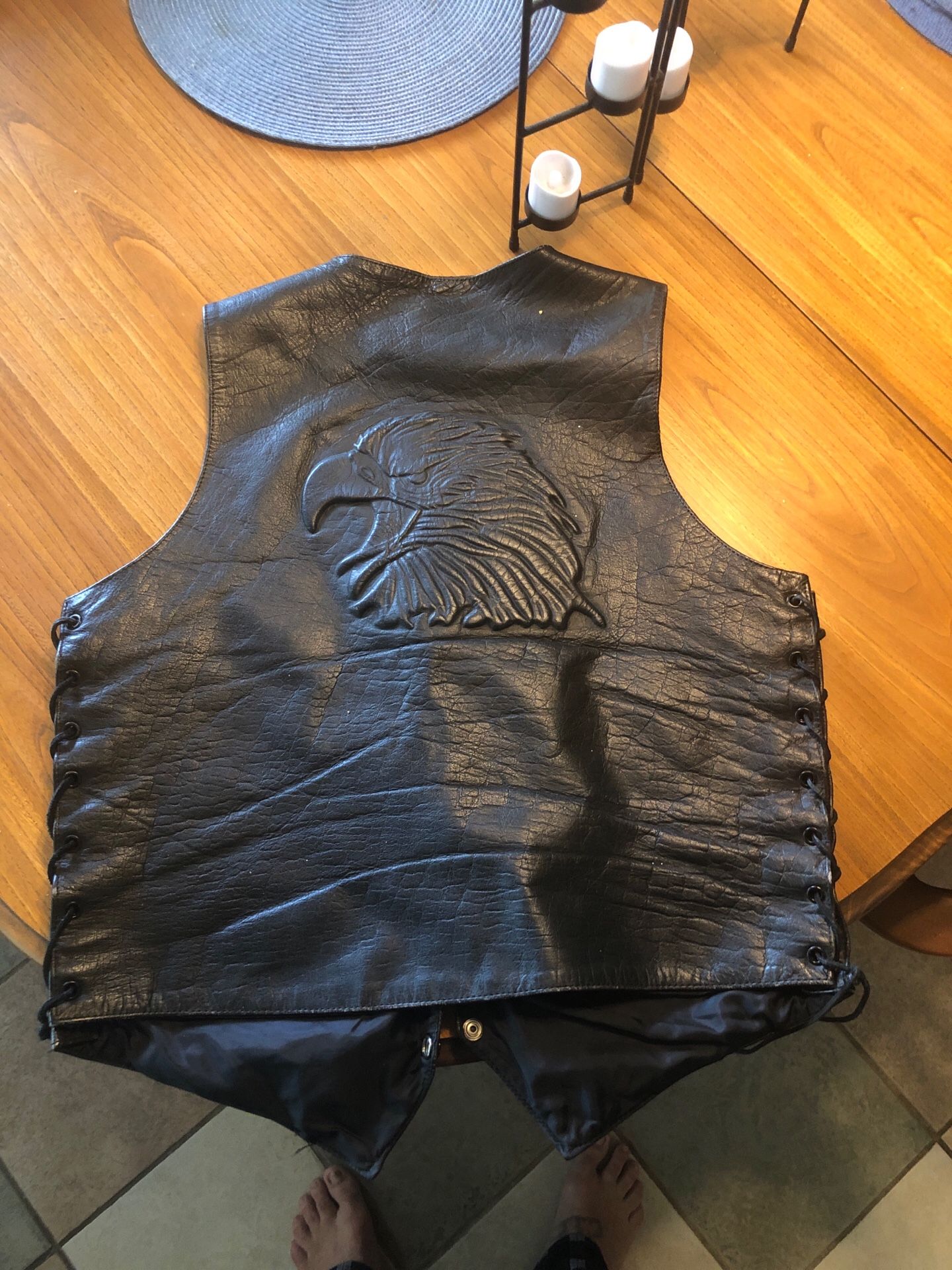 Black leather vest