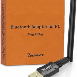 USB Bluetooth 5.4 Adapter for Desktop PC: Long Range 500FT Wireless Dongle with 5dBi Antenna Plug & Play for Laptop Windows 11/10/8.1, Pair BT Headpho