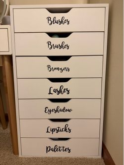 White 7-Drawer Makeup Storage Tower / Vanity Drawers