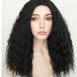 Dark Brown Center Lace Part Wet N Wavy Hair Wig