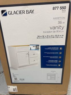 Hampton 36 in. W x 21 in. D x 33.5 in. H Bath Vanity Cabinet without Top in White