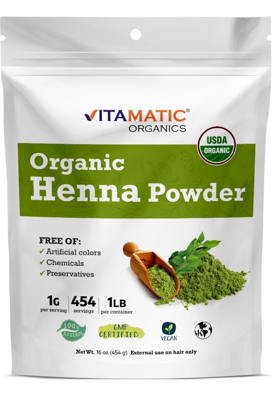 NEW Vitamatic Organic Henna Powder β 1 lb