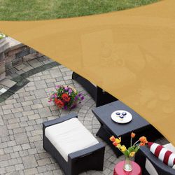 Sun Shade Sail Triangle 16’x16’x22.64’ UV Block Canopy For Patio, Backyard, Outdoor Actives In Sand