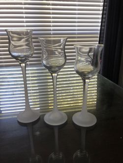 Set of three glass votive candle holders