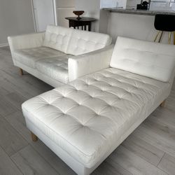 White Tufted Sofa and Chaise