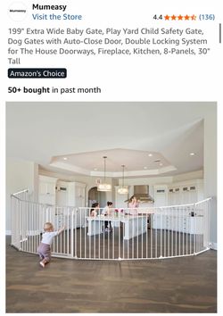 199” Extra Wide Baby Pet Gate Pen – White