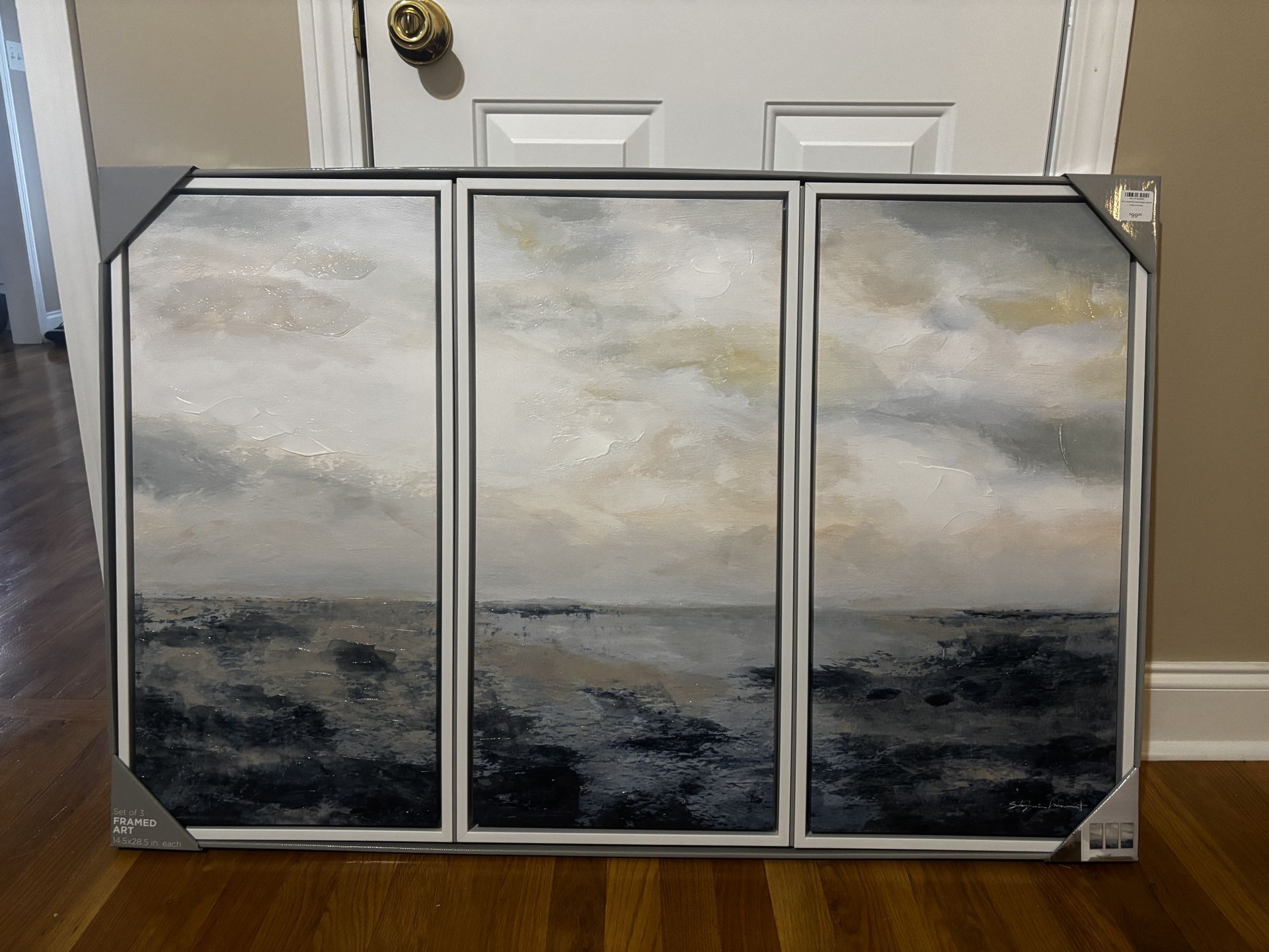 3-Piece Framed Abstract Ocean Canvas Wall Art – Acrylic