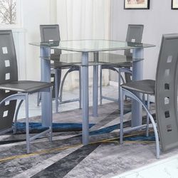 Brand New Grey Modern Style 5pc Counter Height Dining Table Set