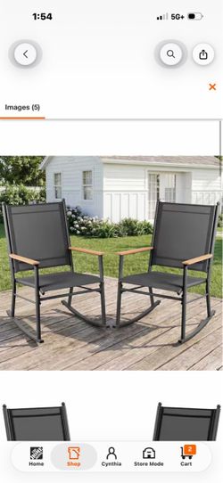 Outdoor Metal Rocking Chairs Set of 2