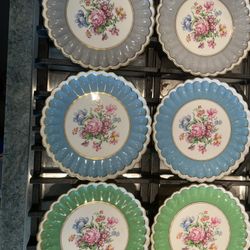 Staffordshire Crown Fine Bone China Set of 6 Dessert Plates