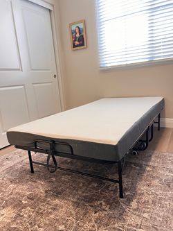 Twin bed frame and mattress