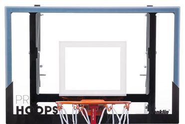 New Shatter-Resistant Backboard, Fold-Away Rim Saves Space