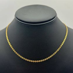 Jewelry 18k solid yellow gold Mariner style 16.5” chain necklace 2.5 width