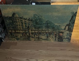 Unframed Portrait Canvas Paris Street J. Warner Painting
