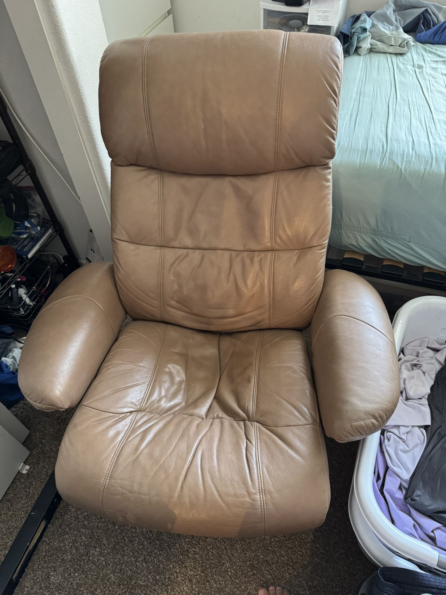 Leather Reclining Chair and Ottoman