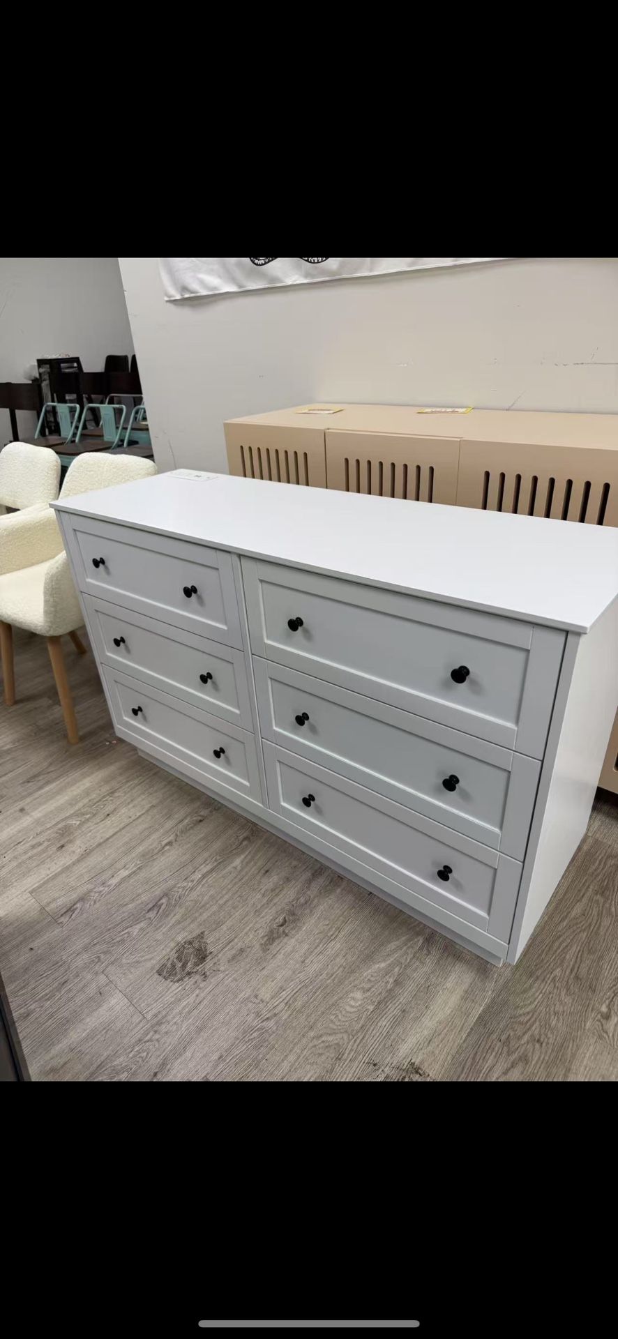 New white 6 Drawers White Dresser