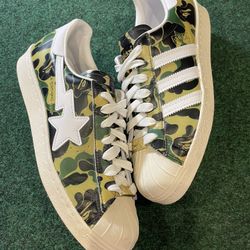 Adidas Superstar Bape ABC Camo Green Size 7.5m 