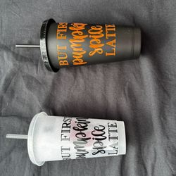 But First Pumpkin Spice Latte Cups With Straw 