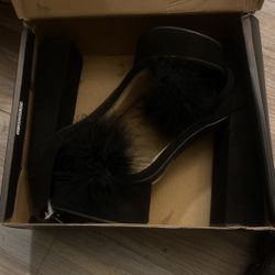 Black Fur Heels 