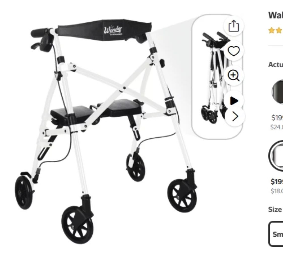 NEW Stander Wonder Rollator Walker White New, Open Box, Not in Original Box Convenient seat for resting Easily folds to be portable Handle height adju