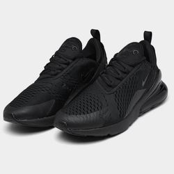 ✅Nike Air Max 270 Triple Black Blackout AH6789-006 Running Gym Training Size 7Y 