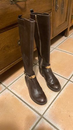 Michael Kors Brown Leather Knee-High Riding Boots