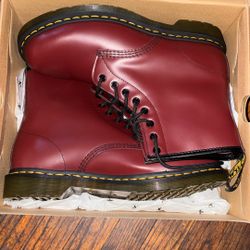 DR Martens Cherry Red 1460 Smooth Leather Lace Up Boots
