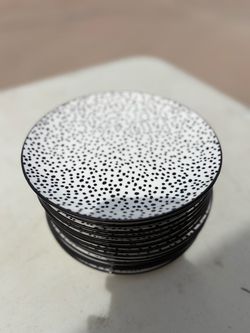 Black and White Dotted Small Plates Set