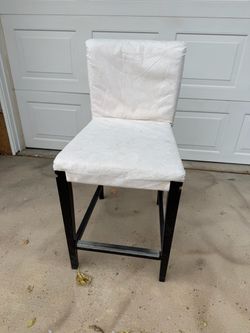 2 Bar Stools with White Fabric Cover