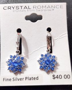 Crystal Romance Blue Burst Swarovski Earrings