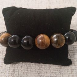 Big 10mm Tiger Eye Bead Bracelet