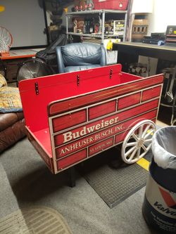 Budweiser Cart. With 70s Cooler. Mugs. And More