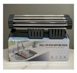 Brand new Expandable Roll Up Dish Drying Rack with Utensil Holder