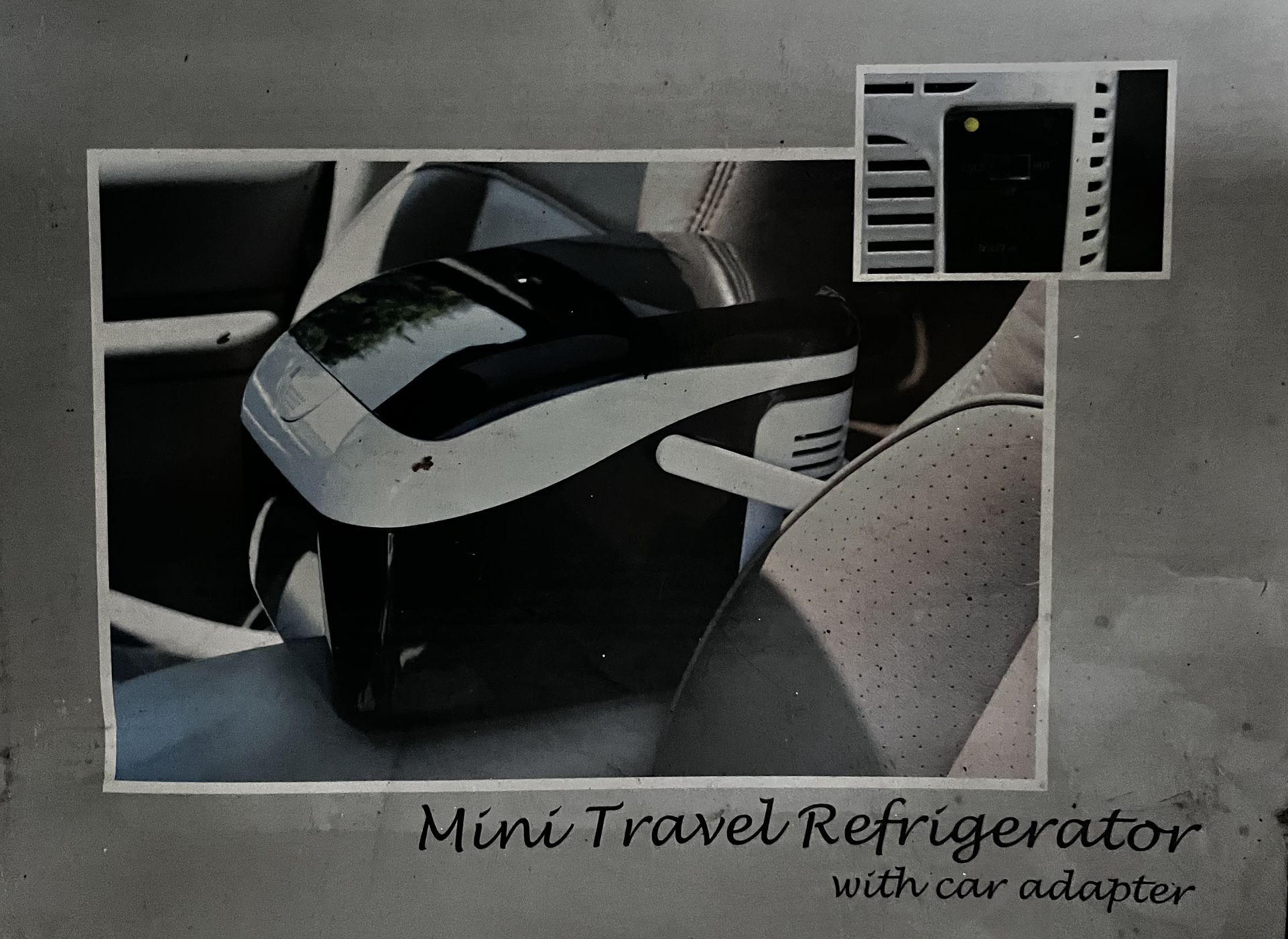 Mini travel refrigerator with car adapter