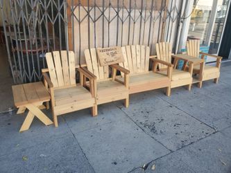 Adirondack 4 Piece Sets Chairs Bench Table and Two Chair Attached Table
