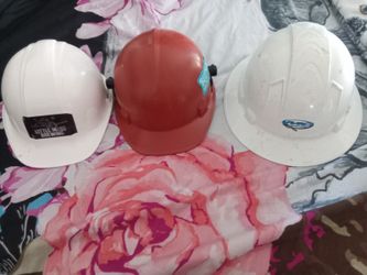Hard Hats 2 White 1 Brown Osha Ppe Construction Work Gear
