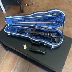 Electric Violin Full Sized With hard shell Case, two bows, rosin, and chin rest