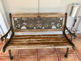 Regalia Decorative Outdoor Garden Bench – Wood & Metal Floral Design