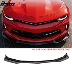 Fits 2016-2018 Chevrolet Camaro LT RS ZL1 Style Gloss Black Front Bumper Lip PP 3PCS