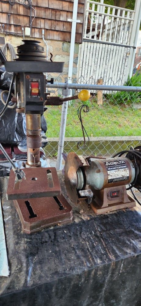 Bench Drill Press and Ginding Wheel