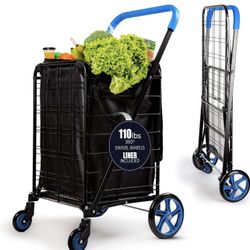 SereneLife Large Folding Utility Shopping Cart