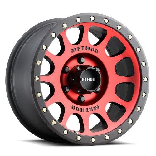 17" 17x8.5 +0 6×5.5 METHOD WHEELS 305 NV RED MATTE LIP TOYOTA TACOMA 6-LUG TRD LIFTED LEVEL KIT