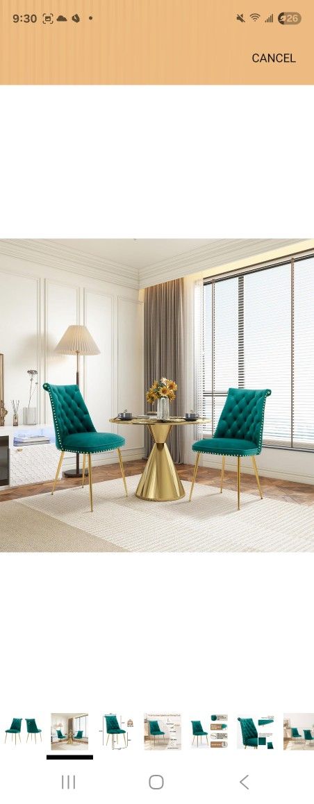 Clihome Velvet Dining Chairs Set of 2