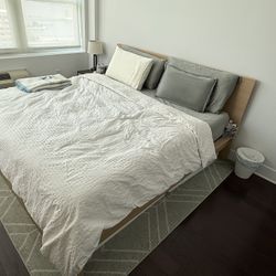 IKEA MALM Bed Frame + LONSET Bed Base + ANNELAND Hybrid Mattress (King Size)