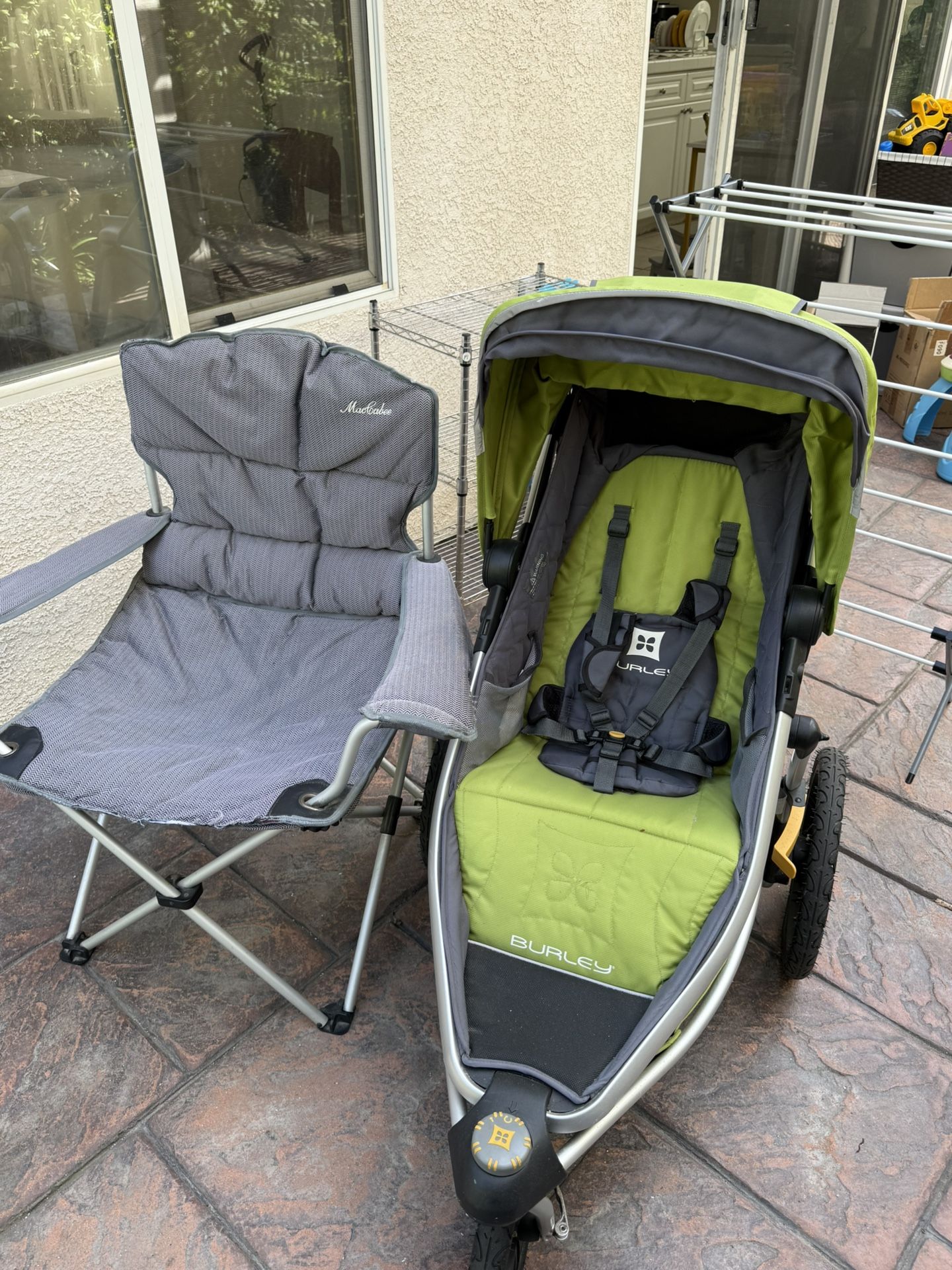 stroller and toys