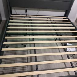 King Size Bed Frame With LED Light And storage Drawers 
