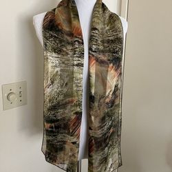 Vintage Womans One Size Multicolor Long Scarf Shawl Wrap