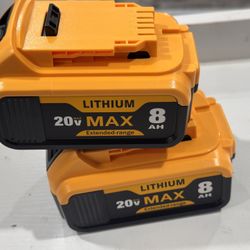 2PACK FOR DEWALT 20V 20 VOLT MAX XR 8.0AH LITHIUM-ION BATTERY DCB200.   A6)