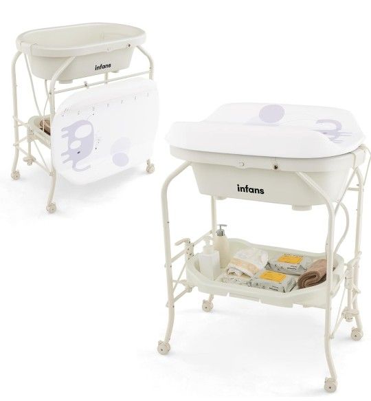 2 In 1 Baby Changing Table With Bath Tub Height adjustable and foldable.